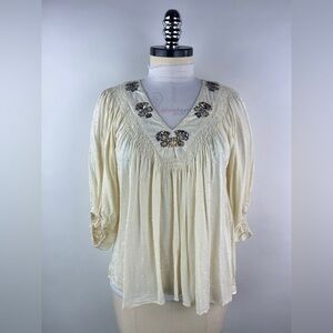 💚 3410. Embellished Swiss Dot Blouse